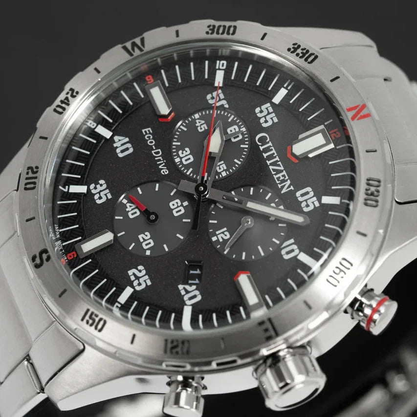 CITIZEN Eco-Drive Chronograph Watch Silver Black AT2520-89E
