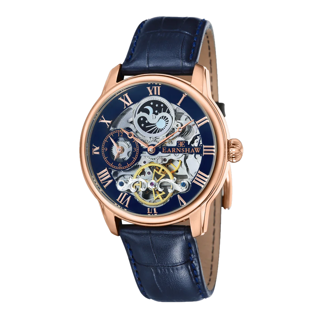 THOMAS EARNSHAW LONGITUDE DUAL TIME AUTOMATIC BLUE ROSE GOLD ES-8006-0A