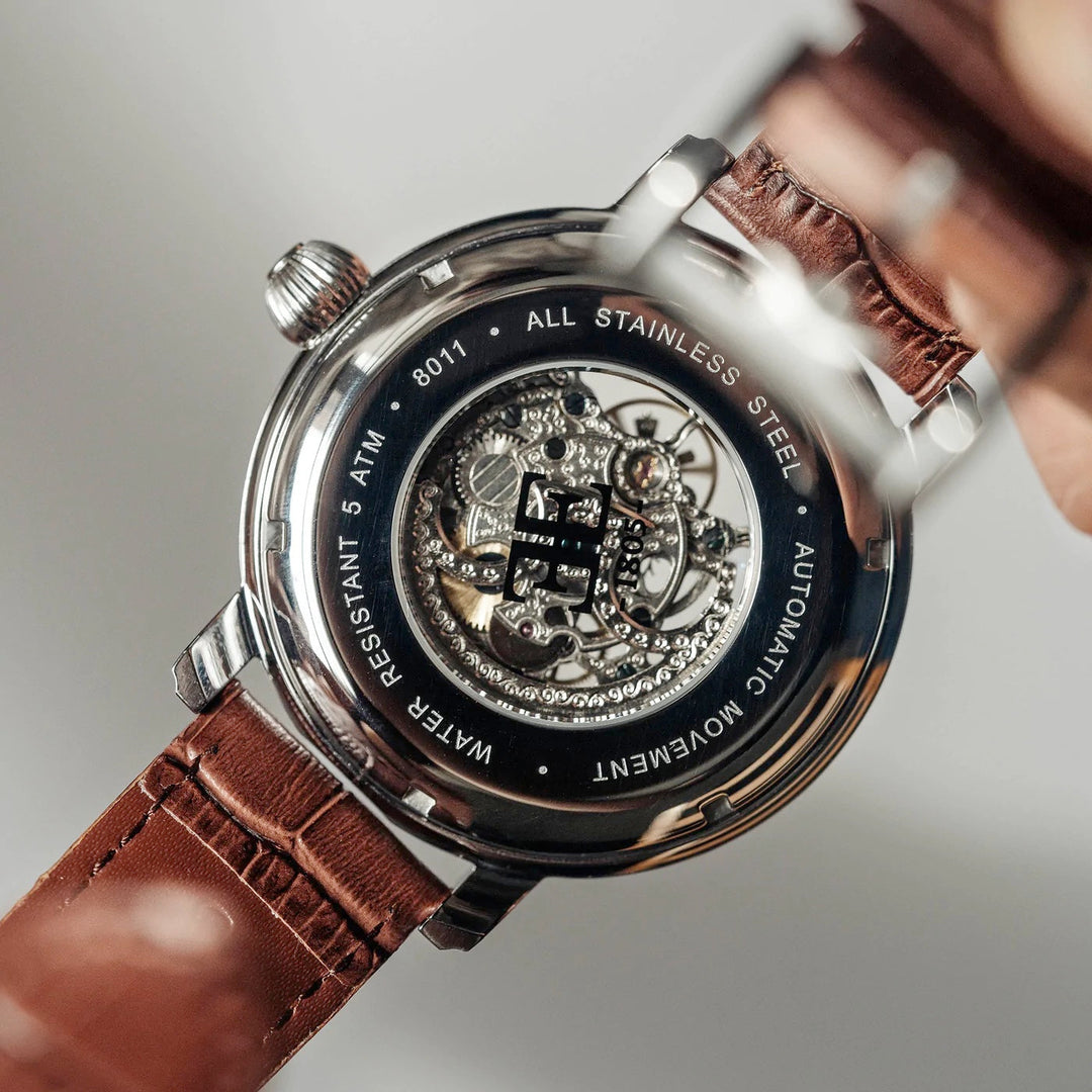 THOMAS EARNSHAW LONGCASE GRANDE SKELETON AUTOMATIC CLOUD WHITE