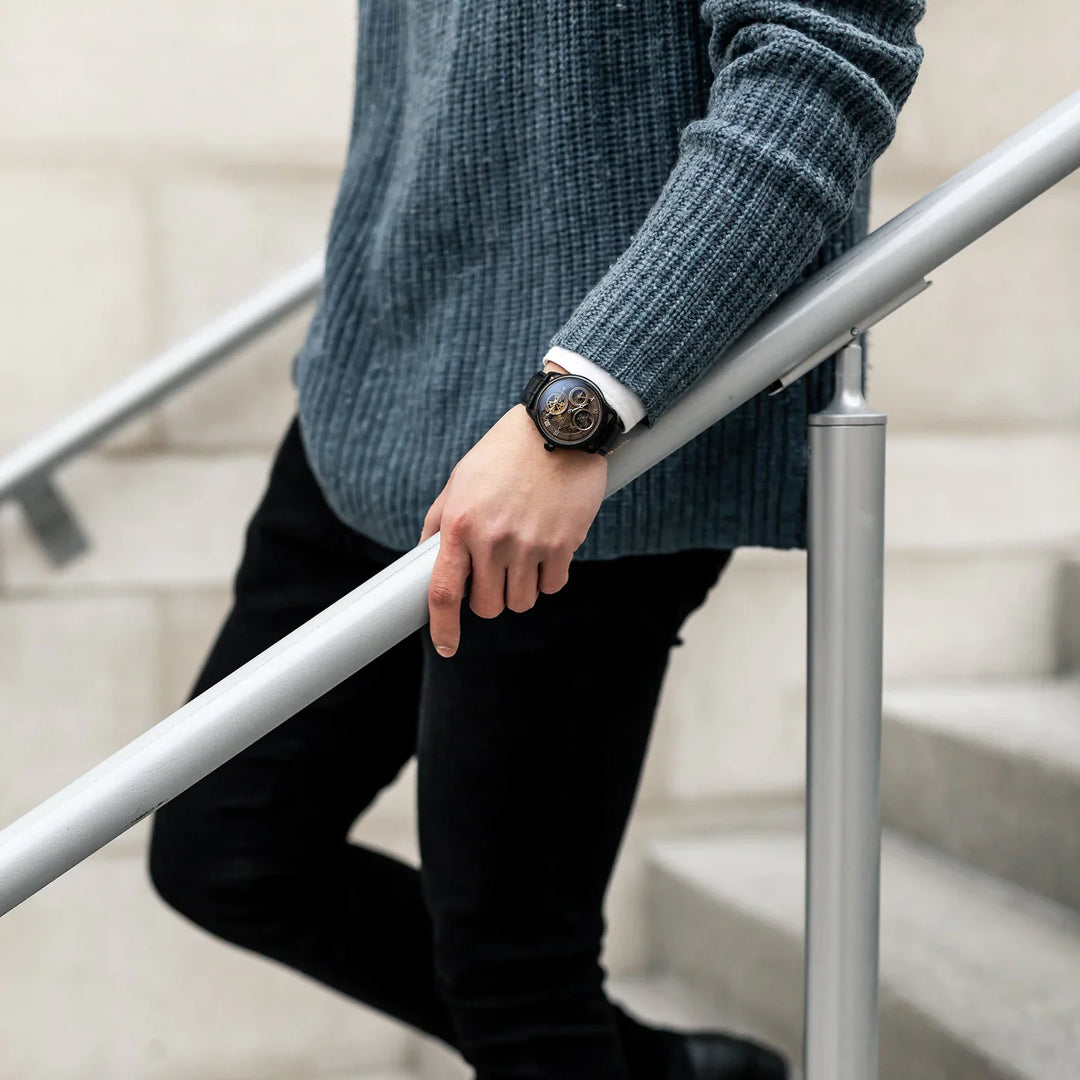 THOMAS EARNSHAW LONGITUDE DUAL TIME AUTOMATIC Stealth Black