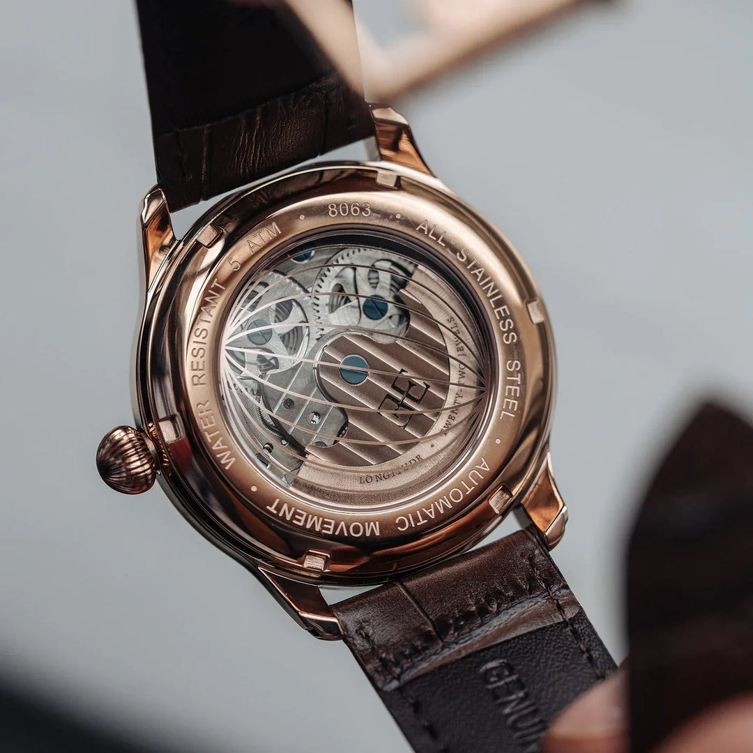 THOMAS EARNSHAW LONGITUDE DUAL TIME AUTOMATIC Cherry Brown