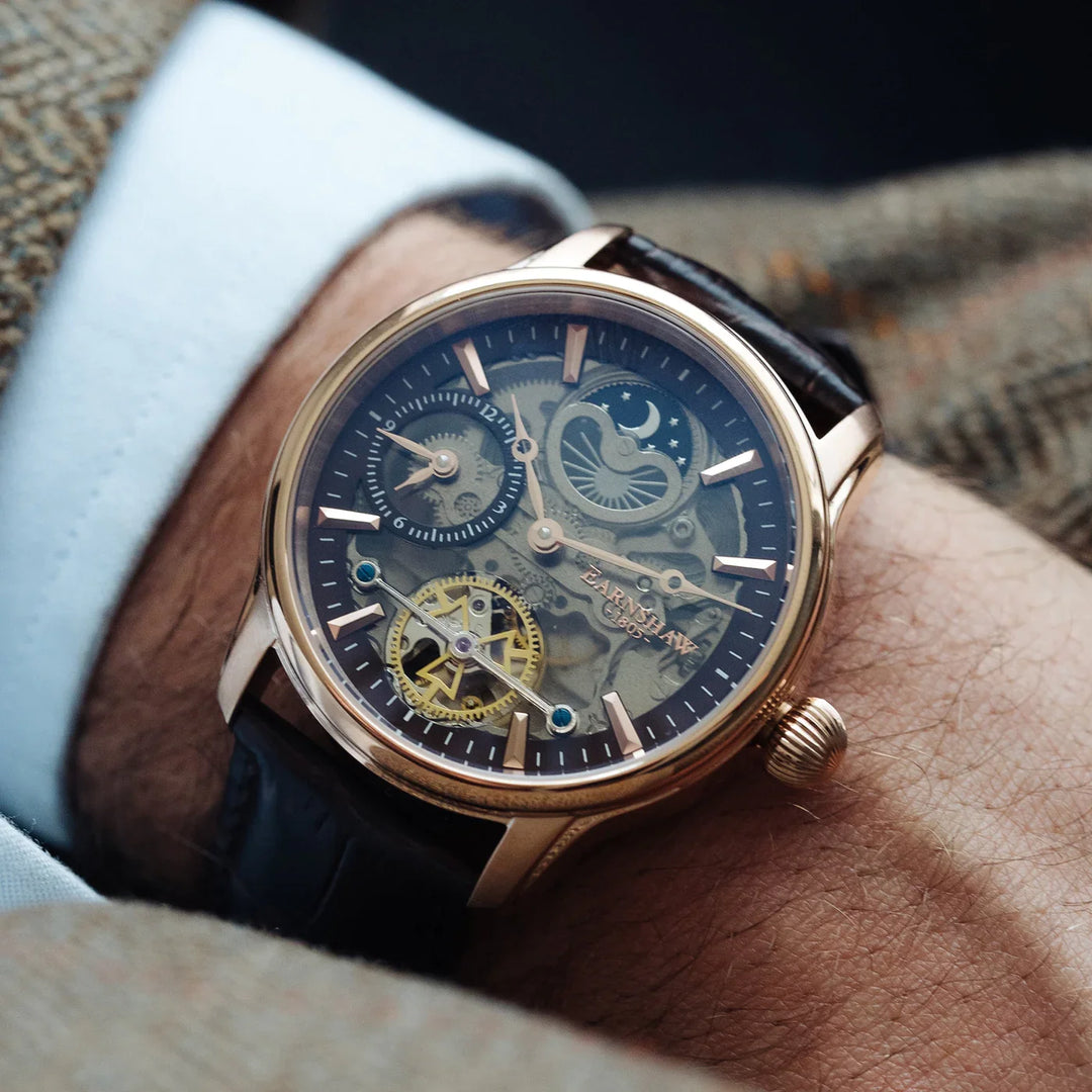 THOMAS EARNSHAW LONGITUDE DUAL TIME AUTOMATIC Cherry Brown