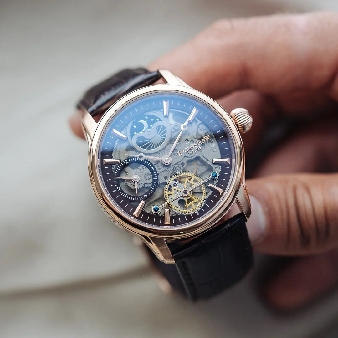 THOMAS EARNSHAW LONGITUDE DUAL TIME AUTOMATIC Cherry Brown