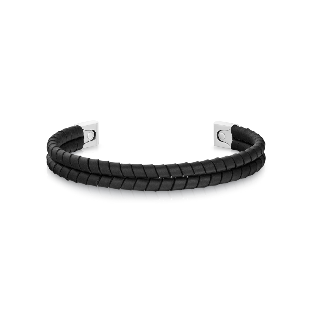 THOMAS EARNSHAW LONGITUDE LEATHER BRACELET BANGLE ES-BNGLLGTD-01 Midnight Noir