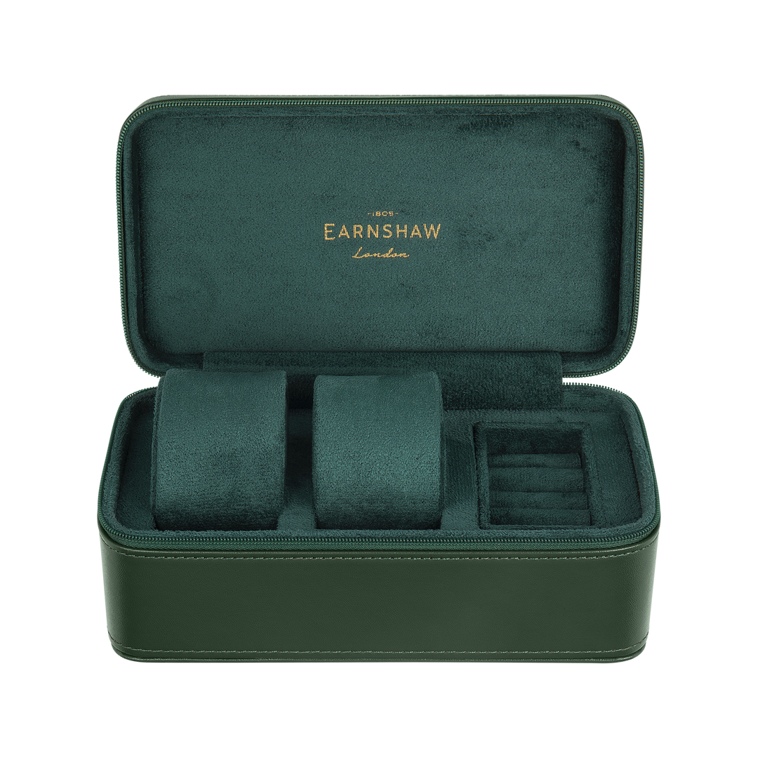 THOMAS EARNSHAW BEAUFORT 3 SLOT WATCH BOX CASE FOREST REGALIA