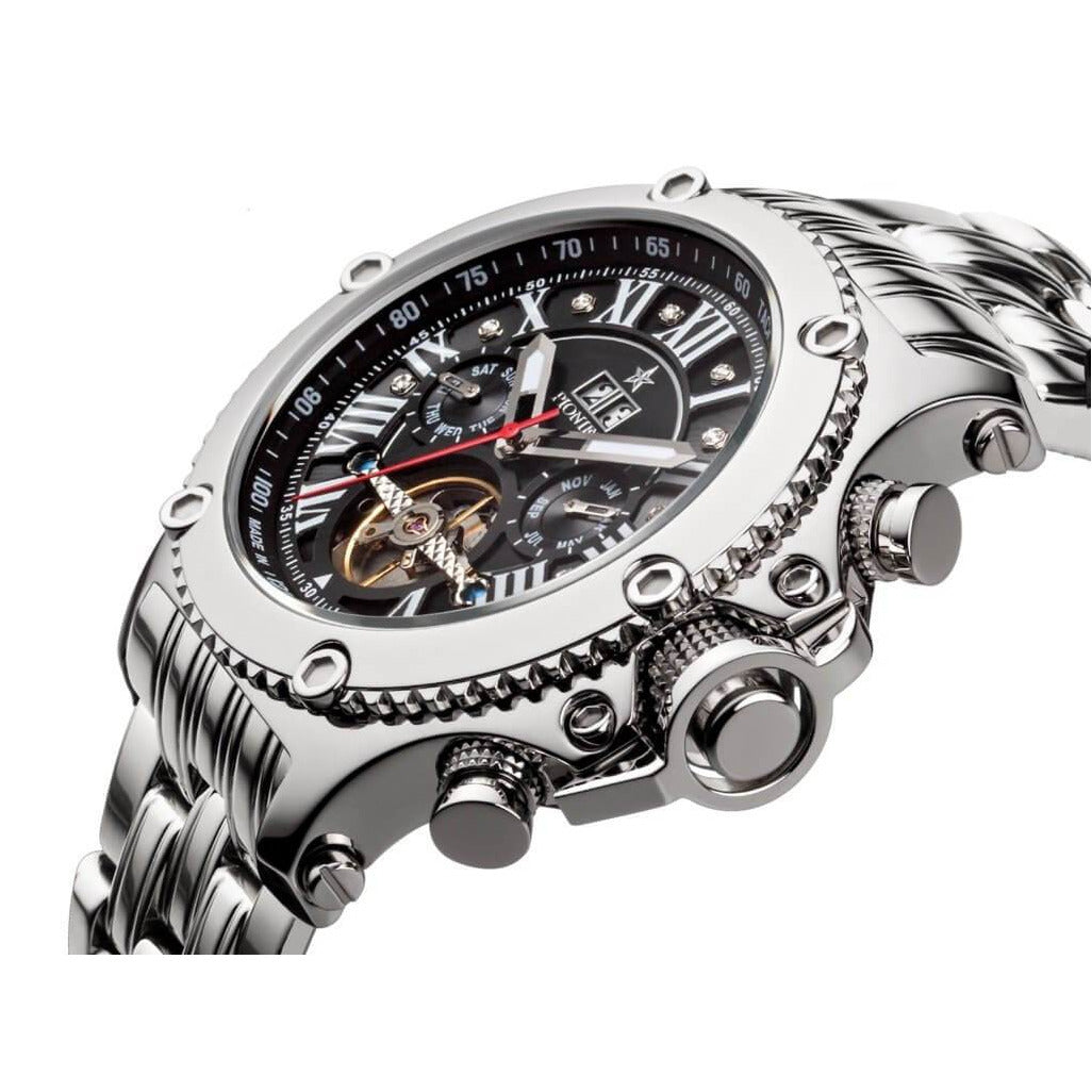 TUFINA GERMANY NEW YORK DIAMONDS PIONIER STEEL SILVER | BLACK Watch