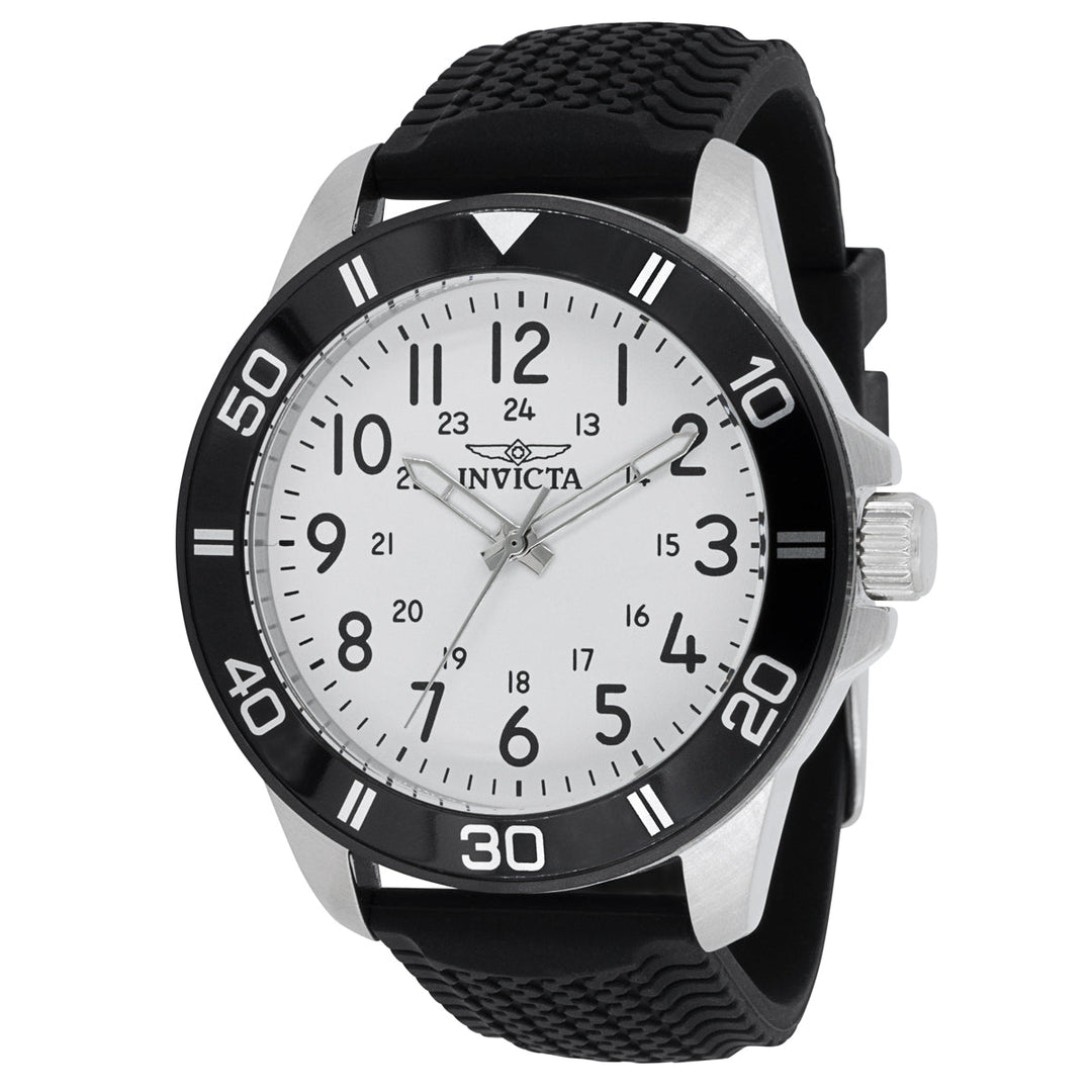 INVICTA Men's Pro Diver 45mm Silicone Strap Watch Silver / Black