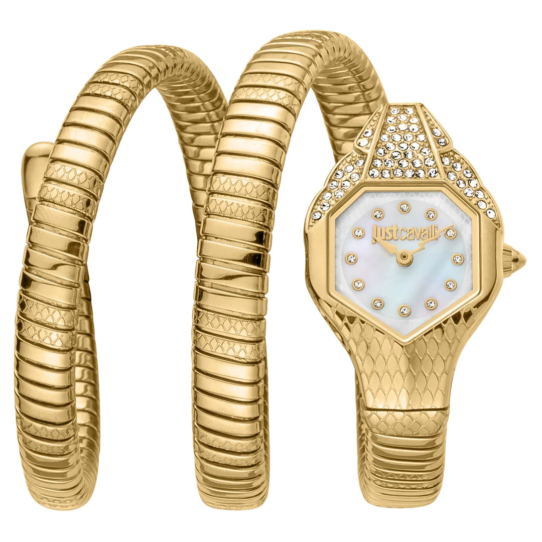 Just Cavalli Signature Snake Glam Evo 7 Doppio Yellow Gold MOP