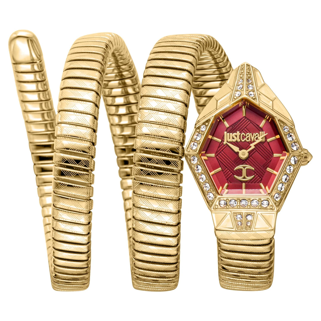 Just Cavalli Signature Snake Mesmerizing Yellow Gold Red