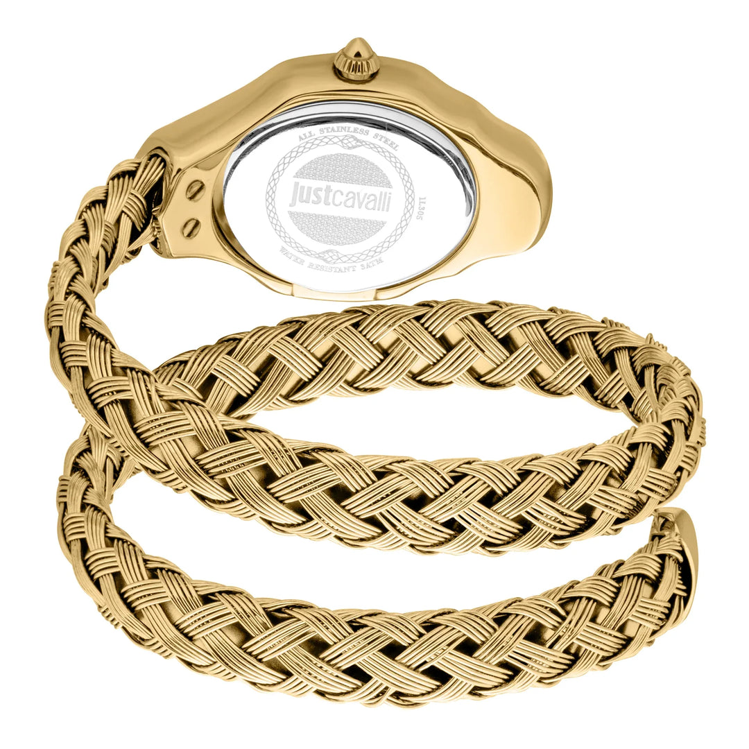 Just Cavalli Signature Snake Twined Yellow Gold Green