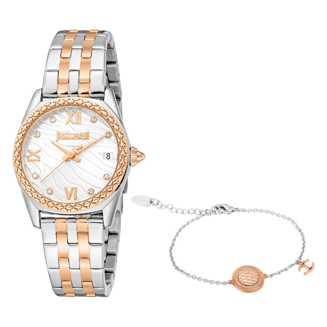 Just Cavalli SET Indomitable Animalier Two Tones RG Silver