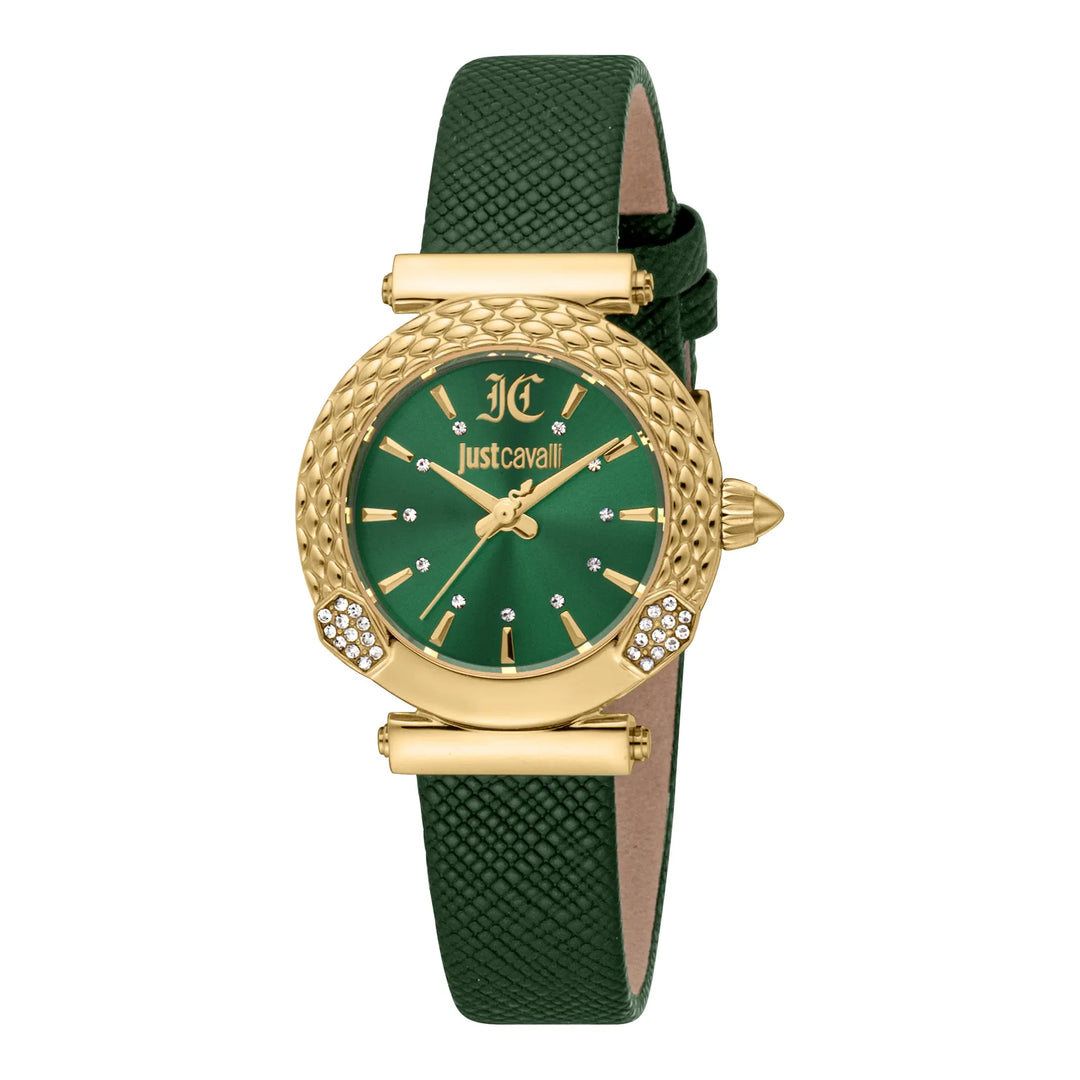 Just Cavalli Animalier Mistero Snake Leather Yellow Gold Green