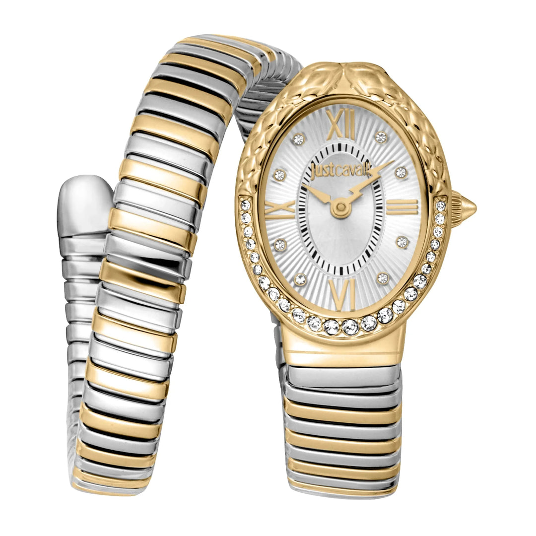 Just Cavalli Signature Snake Fiore Silver Yellow Gold
