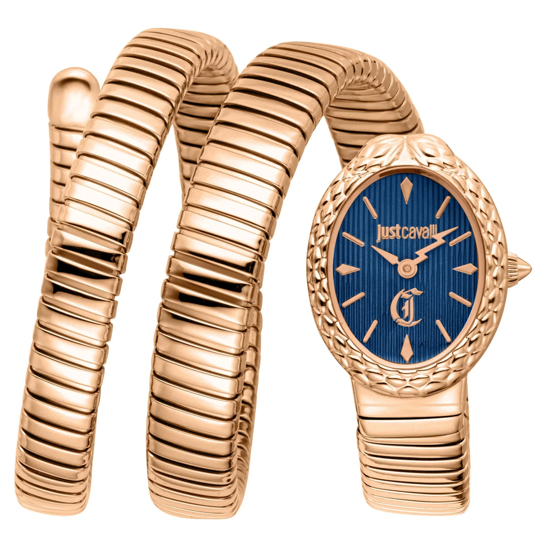 Just Cavalli Signature Snake Sognia Rose Gold Blue