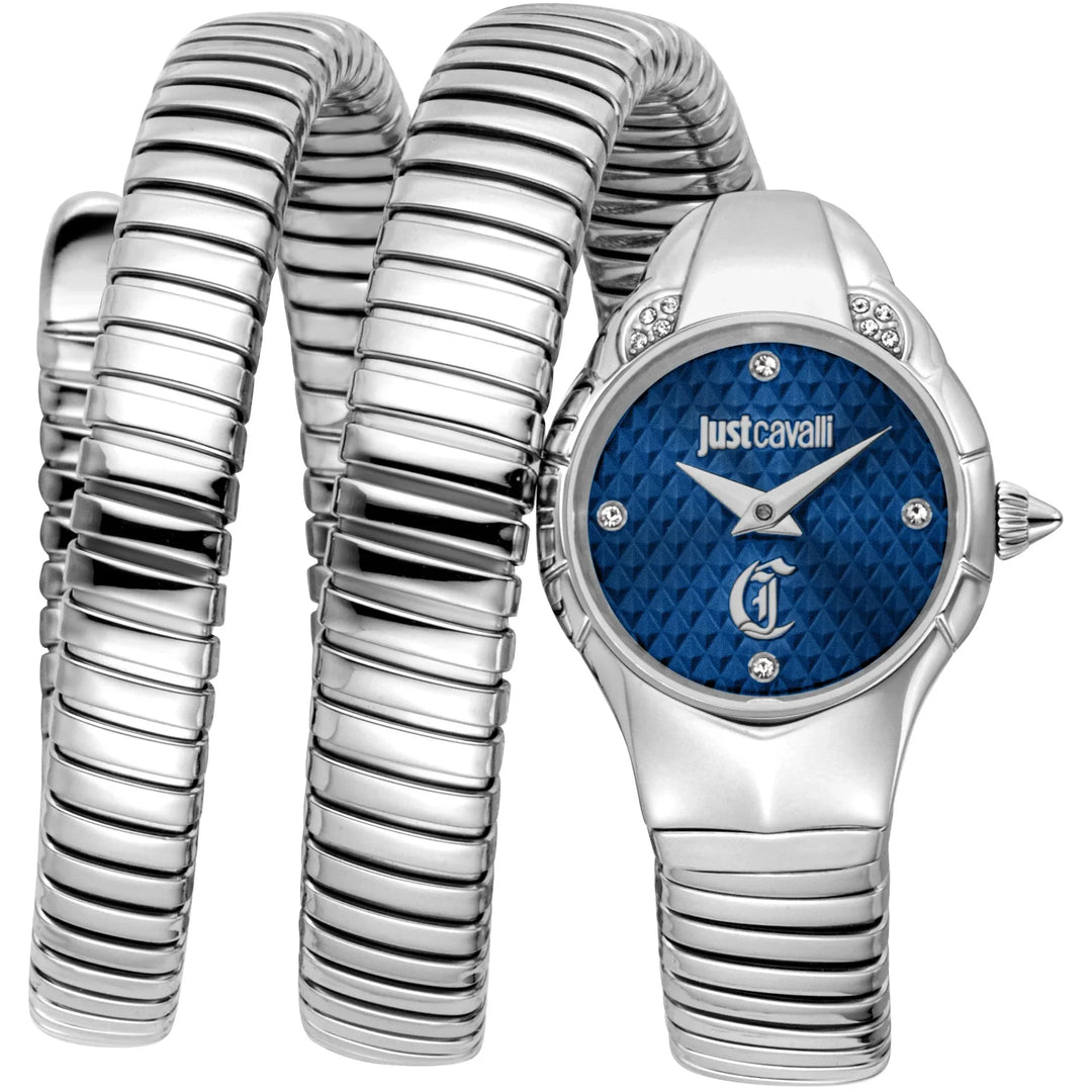 Just Cavalli Signature Snake Amanta Silver Blue