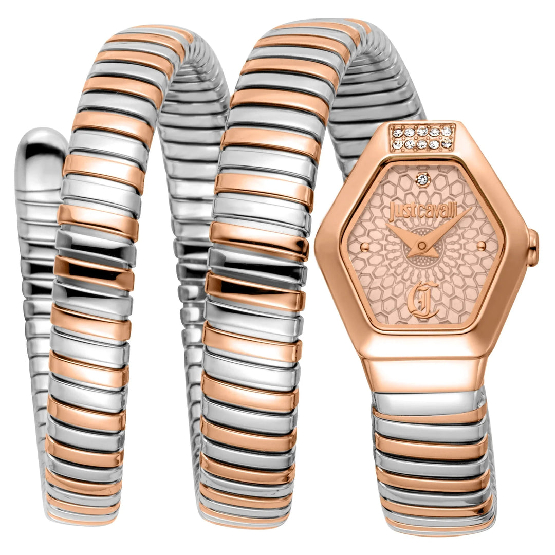 Just Cavalli Signature Snake Romina Silver Rose Gold Rose Gold
