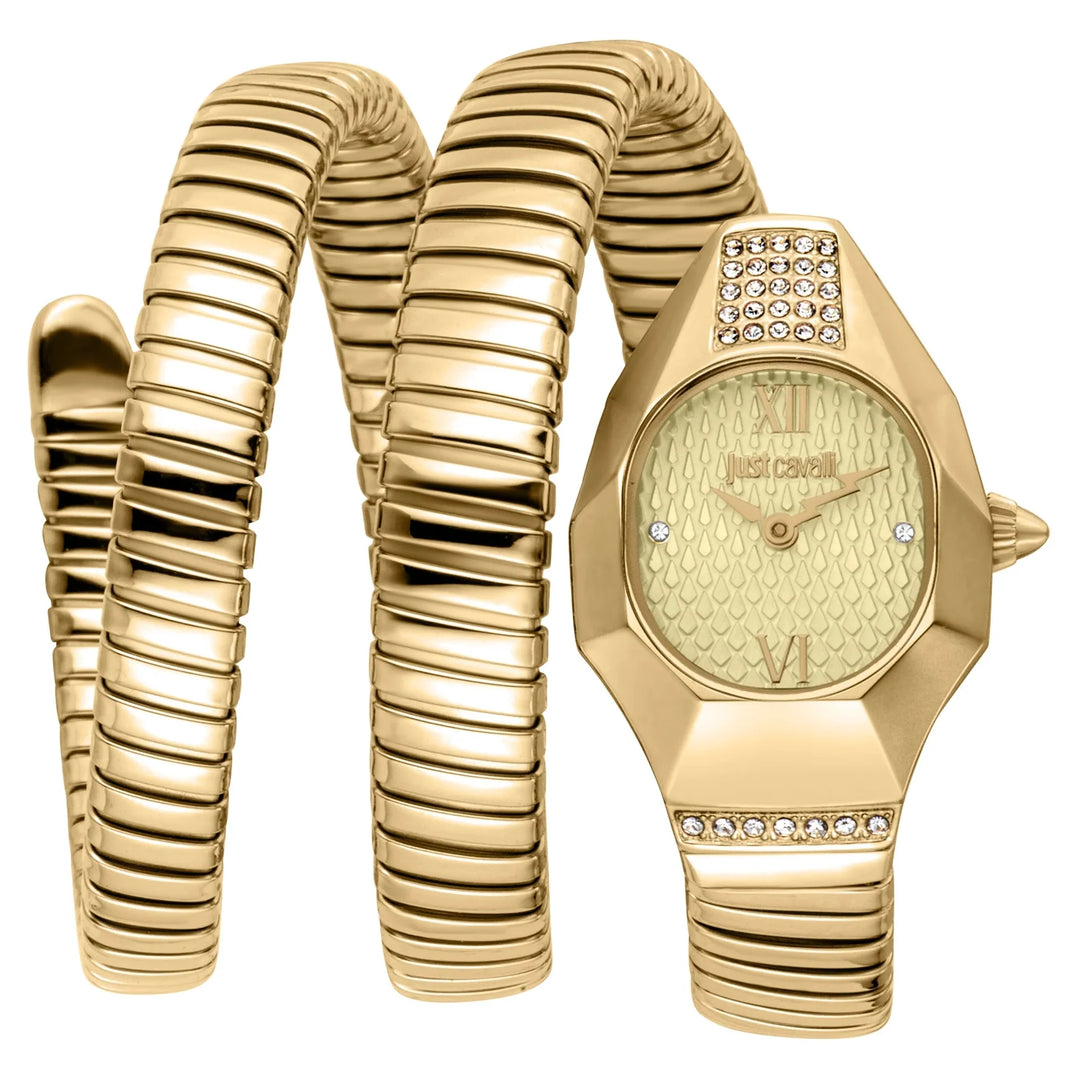 Just Cavalli Signature Snake Lunara Yellow Gold Champagne