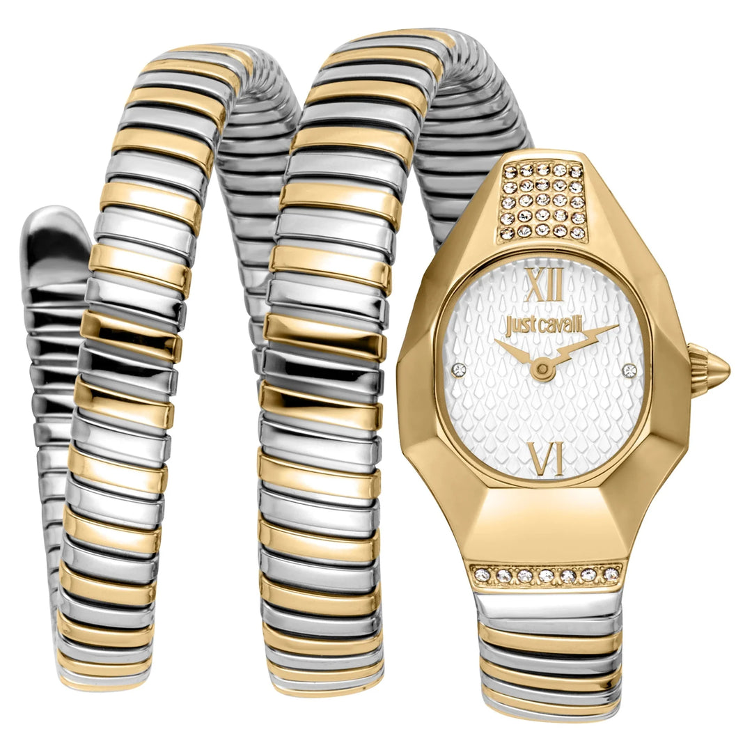 Just Cavalli Signature Snake Lunara Silver Yellow Gold Silver