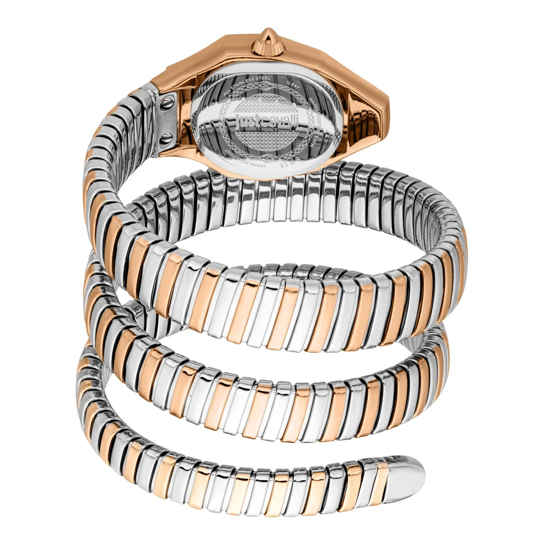 Just Cavalli Signature Snake Lunara Silver Rose Gold Blue
