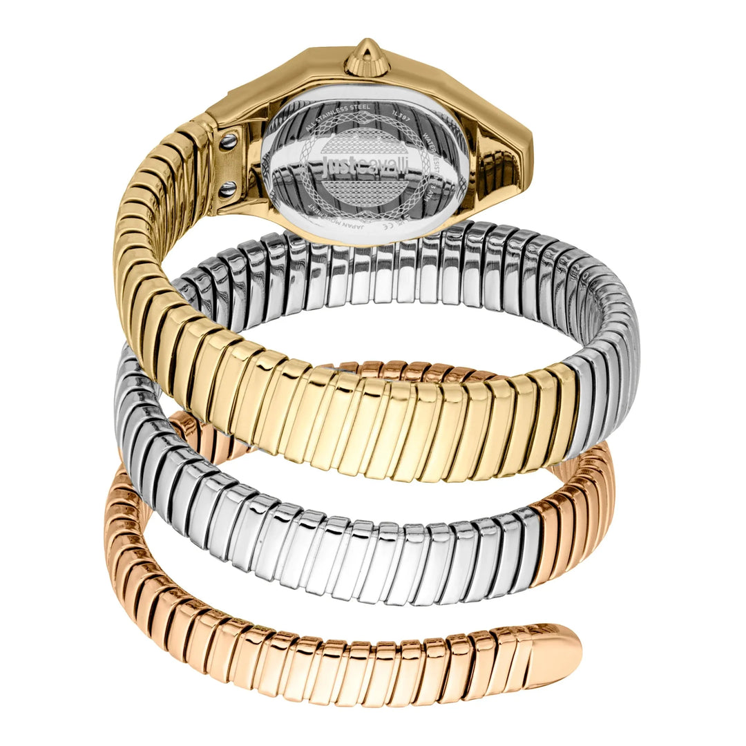Just Cavalli Signature Snake Lunara Silver Rose Gold