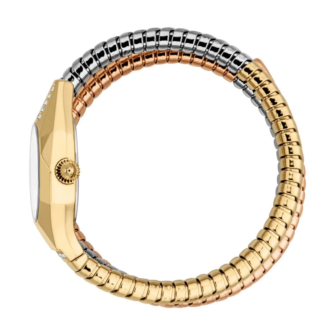 Just Cavalli Signature Snake Lunara Silver Rose Gold