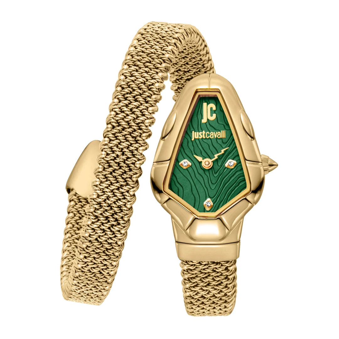 Just Cavalli Signature Snake Fiamma Yellow Gold Green