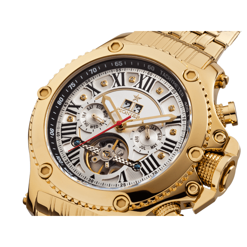 TUFINA GERMANY NEW YORK DIAMONDS PIONIER STEEL GOLD | WHITE Watch