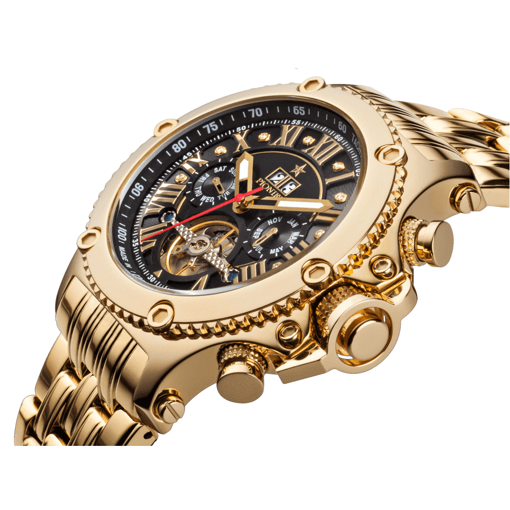 TUFINA GERMANY NEW YORK DIAMONDS PIONIER STEEL GOLD | BLACK Watch
