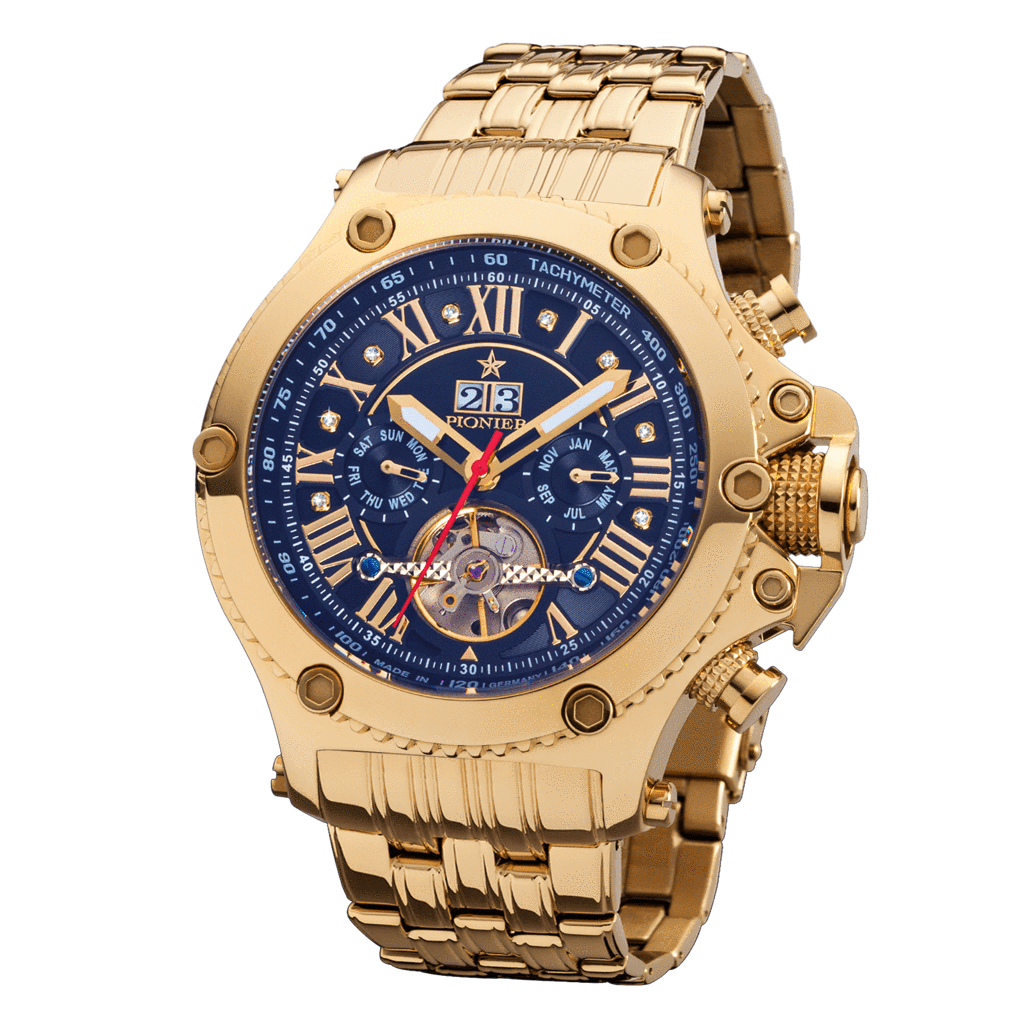 TUFINA GERMANY NEW YORK DIAMONDS PIONIER STEEL GOLD | BLUE Watch