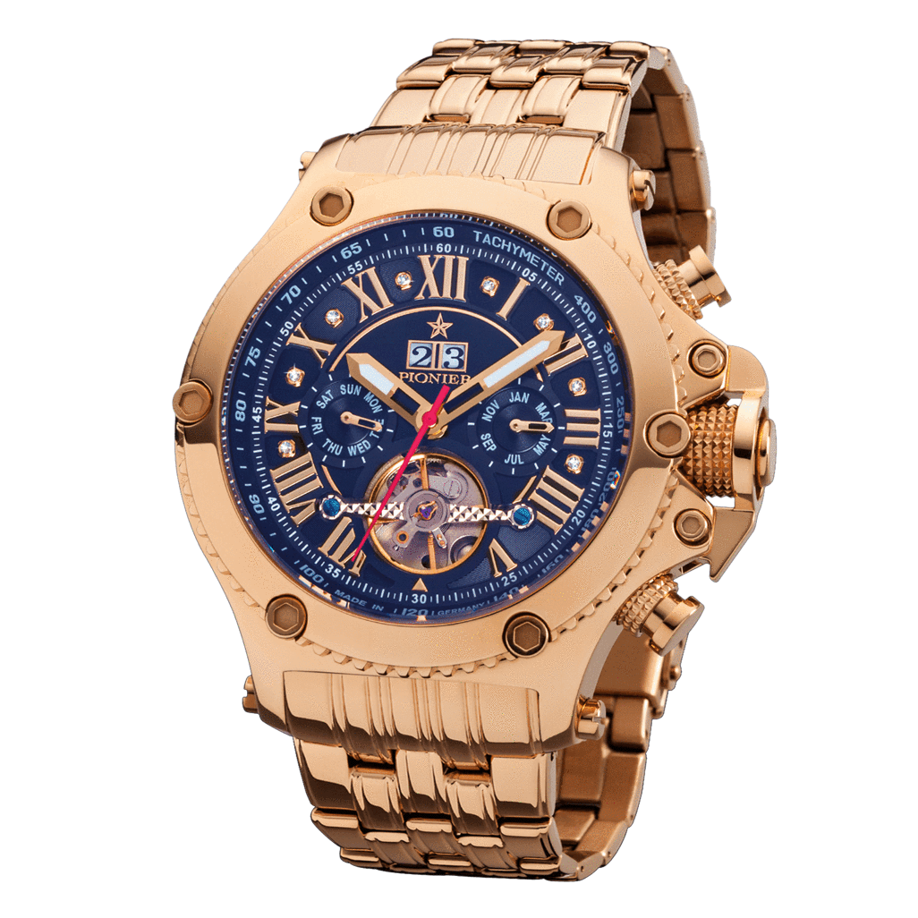 TUFINA GERMANY NEW YORK DIAMONDS PIONIER STEEL ROSE GOLD | BLUE Watch