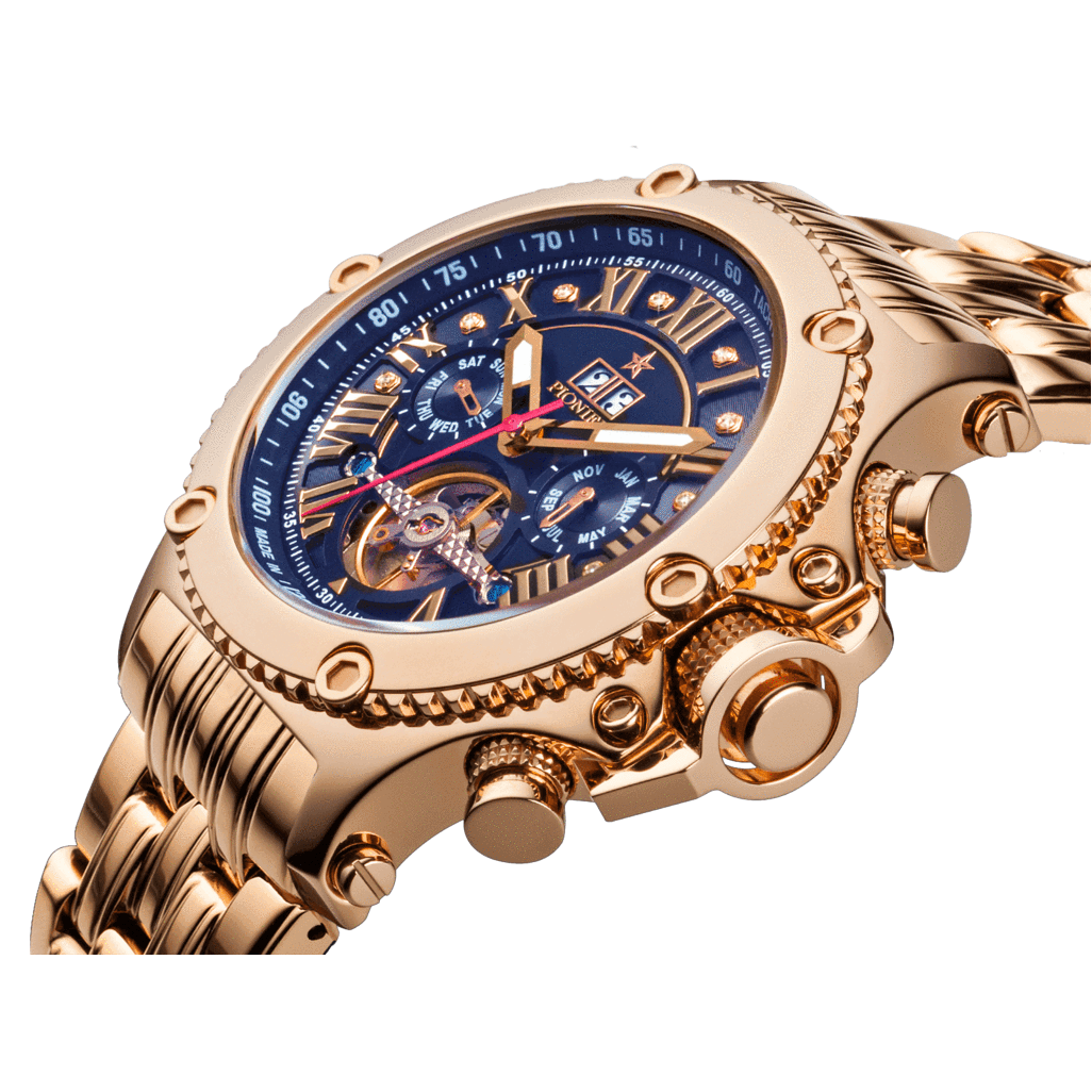 TUFINA GERMANY NEW YORK DIAMONDS PIONIER STEEL ROSE GOLD | BLUE Watch