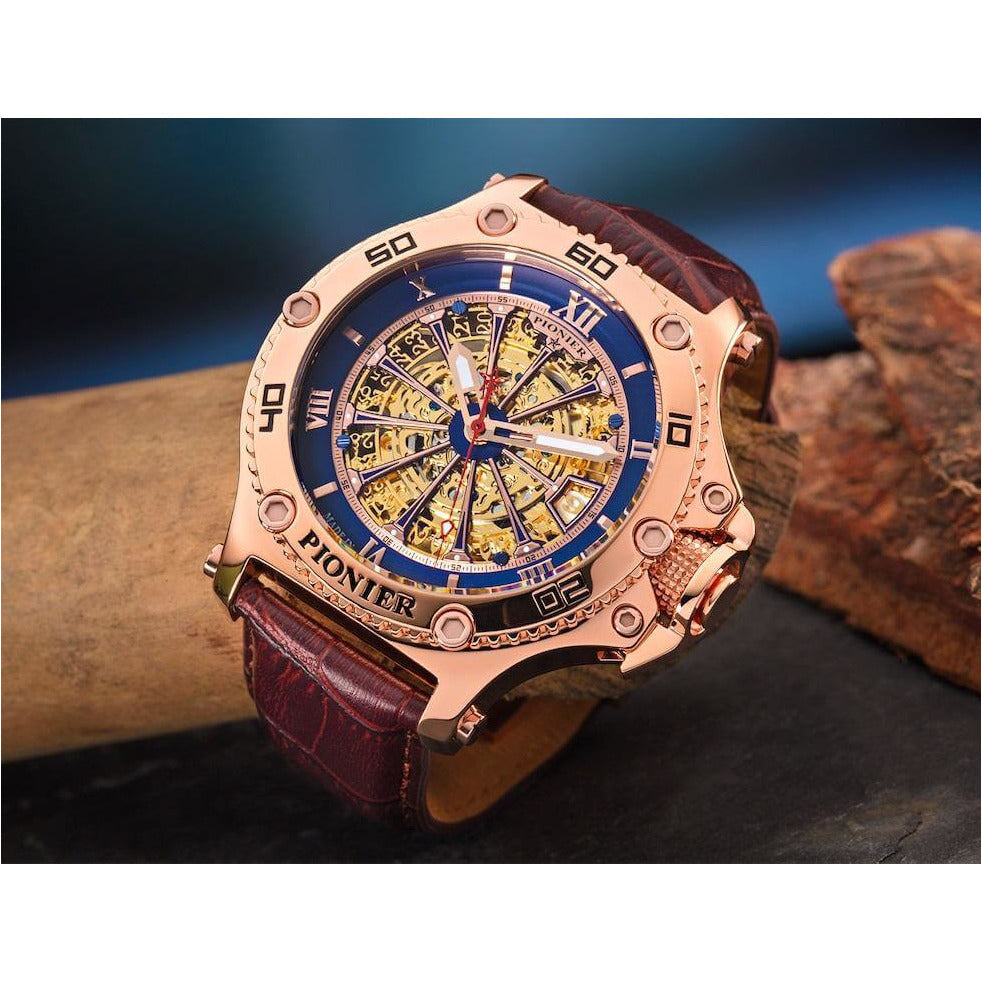 TUFINA GERMANY BARCELONA PIONIER ROSE GOLD | BROWN BLUE Watch