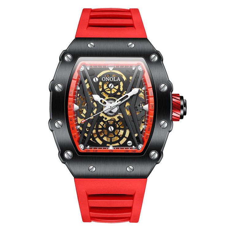 ONOLA Rhythm Automatic Mechanical Watch - Black / Red image