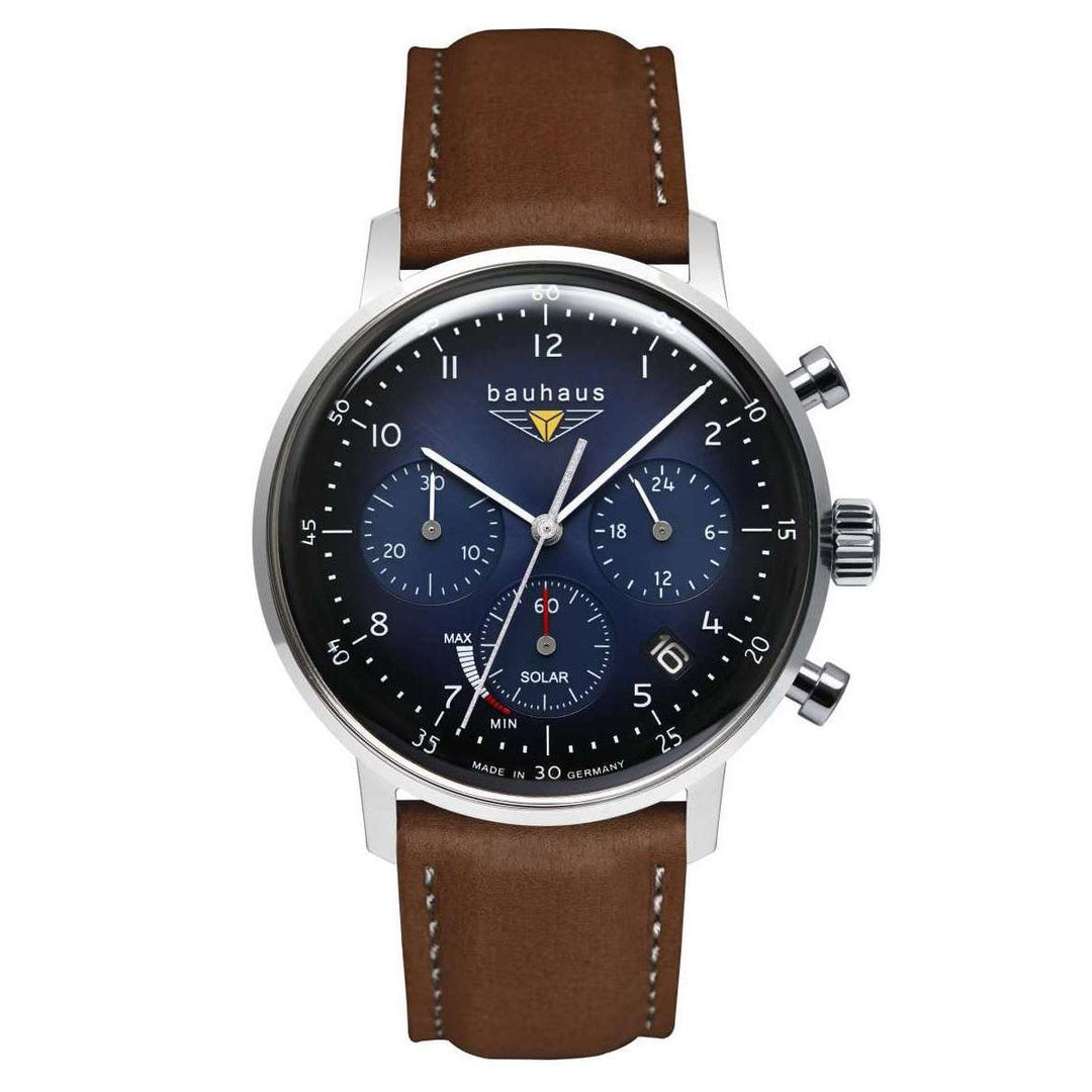 BAUHAUS Men's Solar Chronograph Leather Strap Watch 20863 image 0