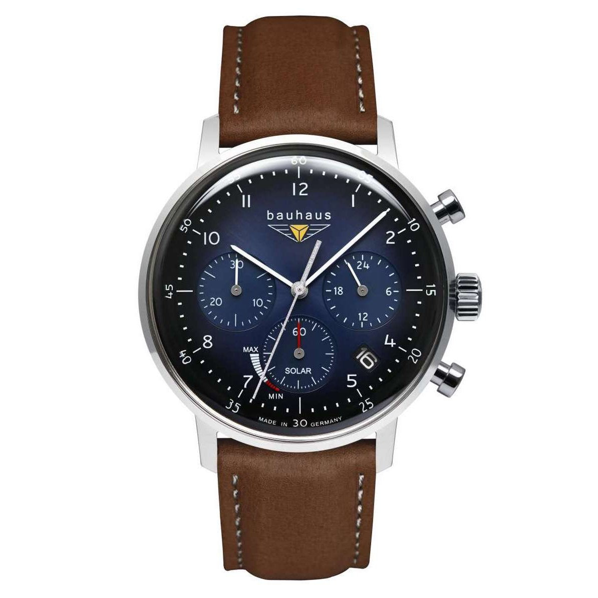 BAUHAUS Men's Solar Chronograph Leather Strap Watch 20863 image 0