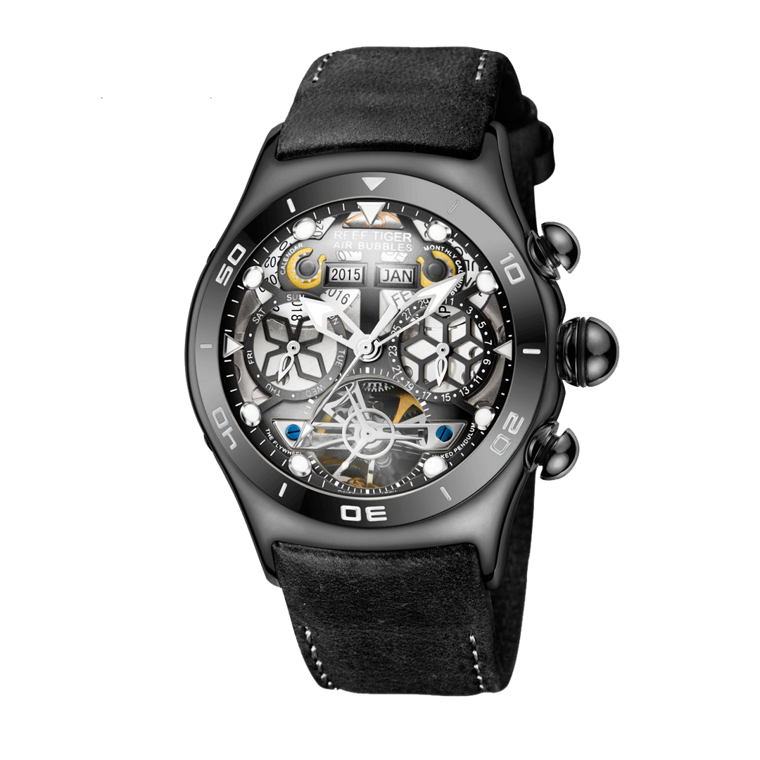 Reef Tiger Men's Aurora Air Bubbles Automatic Mechanical Skeleton Watch image 9