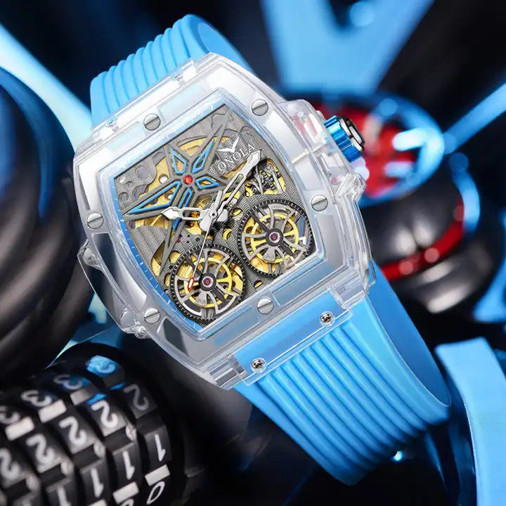 ONOLA Clear Series Plastic Transparent Maximus Double Barrel AUTOMATIC Watch image 3