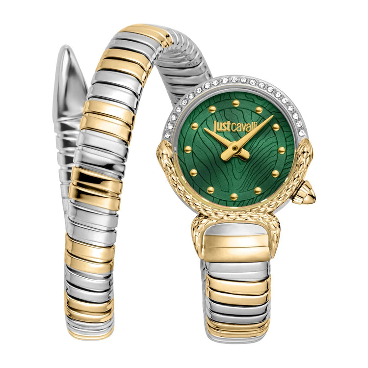 Just Cavalli Signature Snake Radiosa Two Tones YG Silver Green image 0