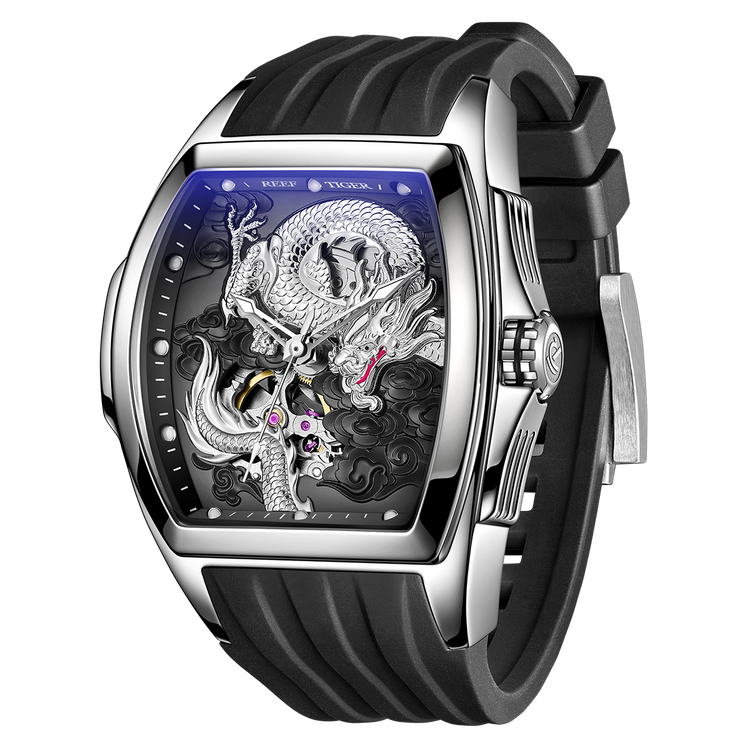 Reef Tiger Men's Aurora Chinese Dragon Skeleton Automatic Watch image 1