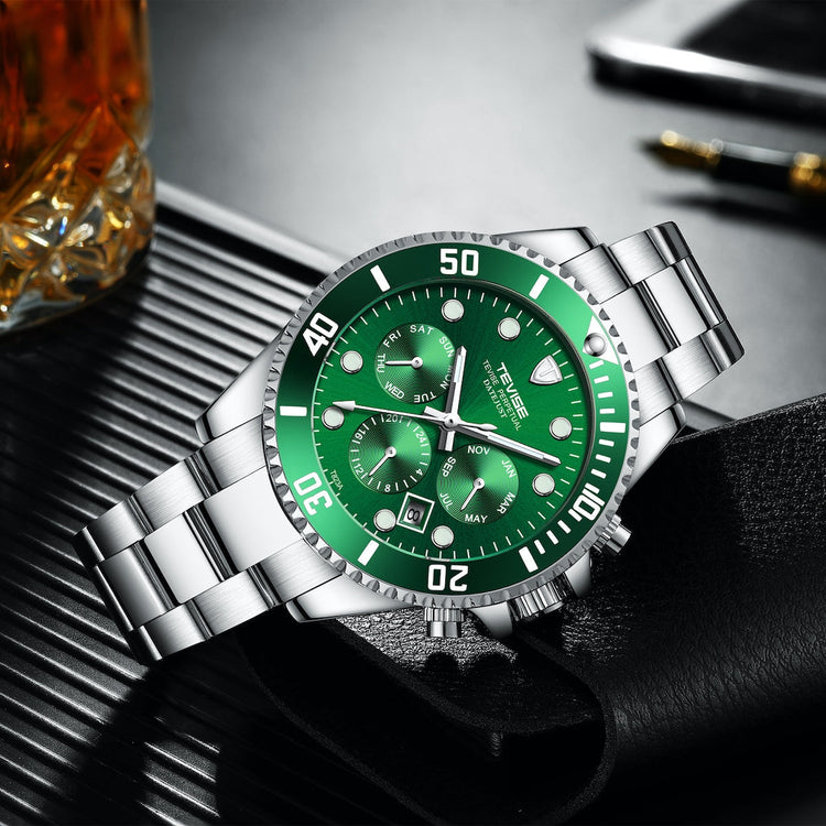 TEVISE Perpetual Automatic Green Watch image 1