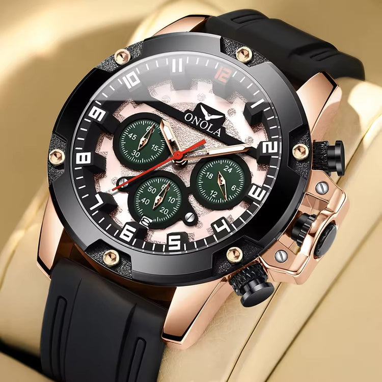 ONOLA Freeman Quartz Chronograph Silicone Strap Watch image 5