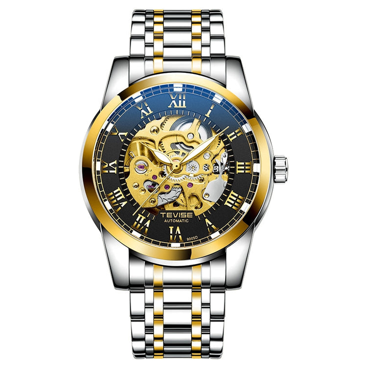 TEVISE Skeleton Classic Steel Two Tone Black Watch image 0