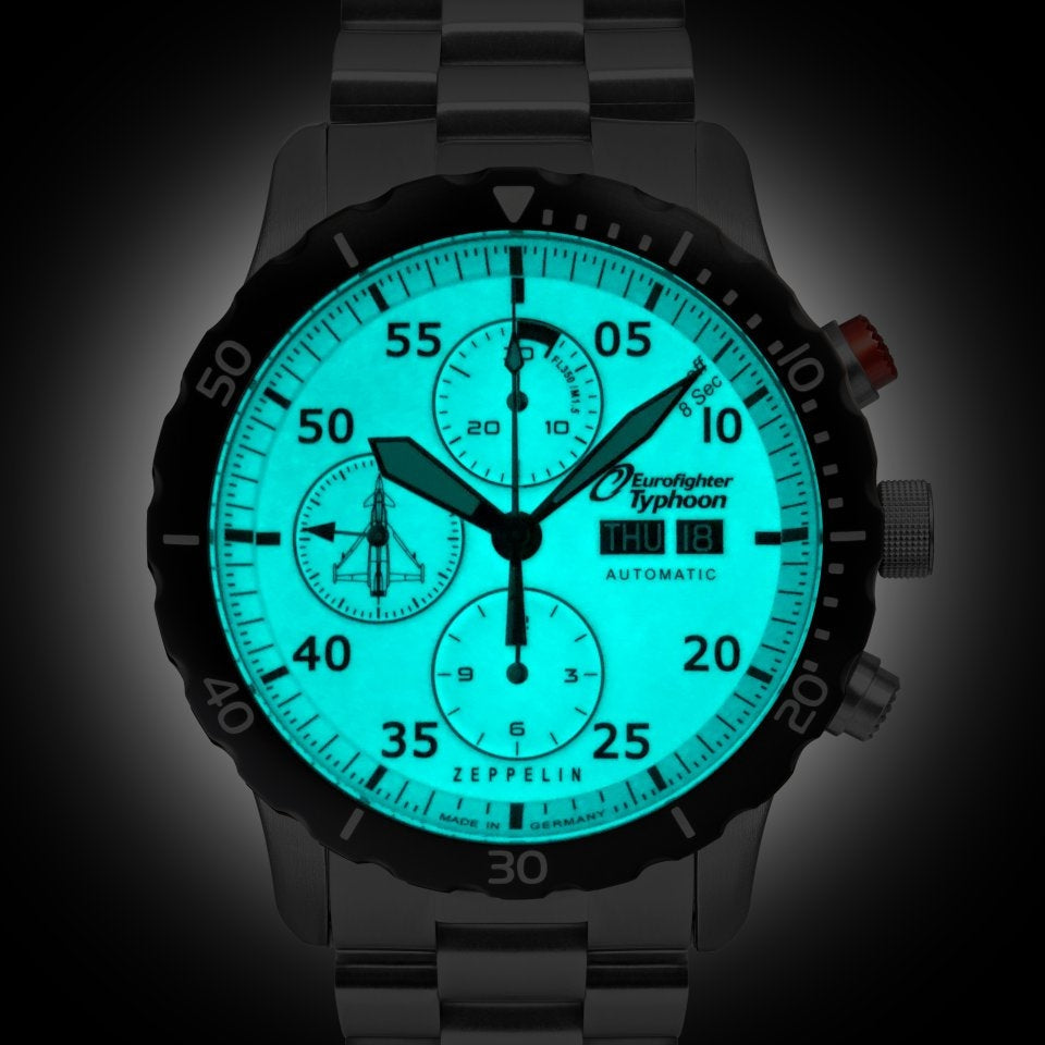 ZEPPELIN Men's Eurofighter Automatic Chronograph Steel Bracelet Watch 7218M5 image 1