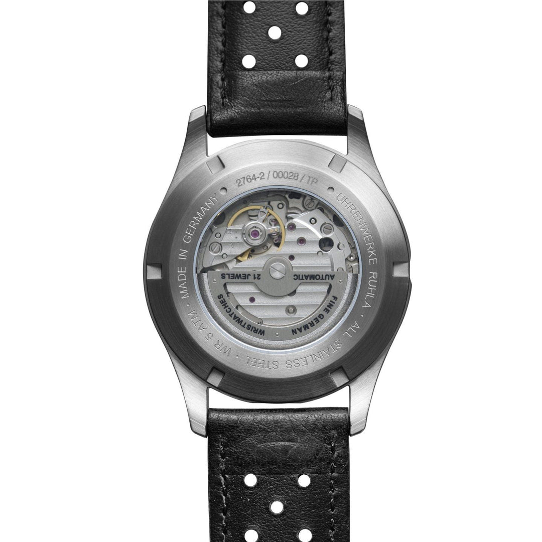 BAUHAUS AVIATION Men's Tornado Automatic 24-Hour Leather Strap Watch 27642 image 1