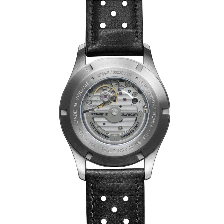 BAUHAUS AVIATION Men's Tornado Automatic 24-Hour Leather Strap Watch 27642 image 1