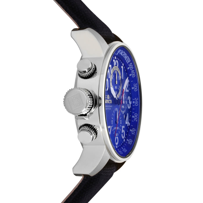 INVICTA Men's Russian Aviator Lefty 46mm Silver / Blue Canvas Strap Chronograph Watch image 2