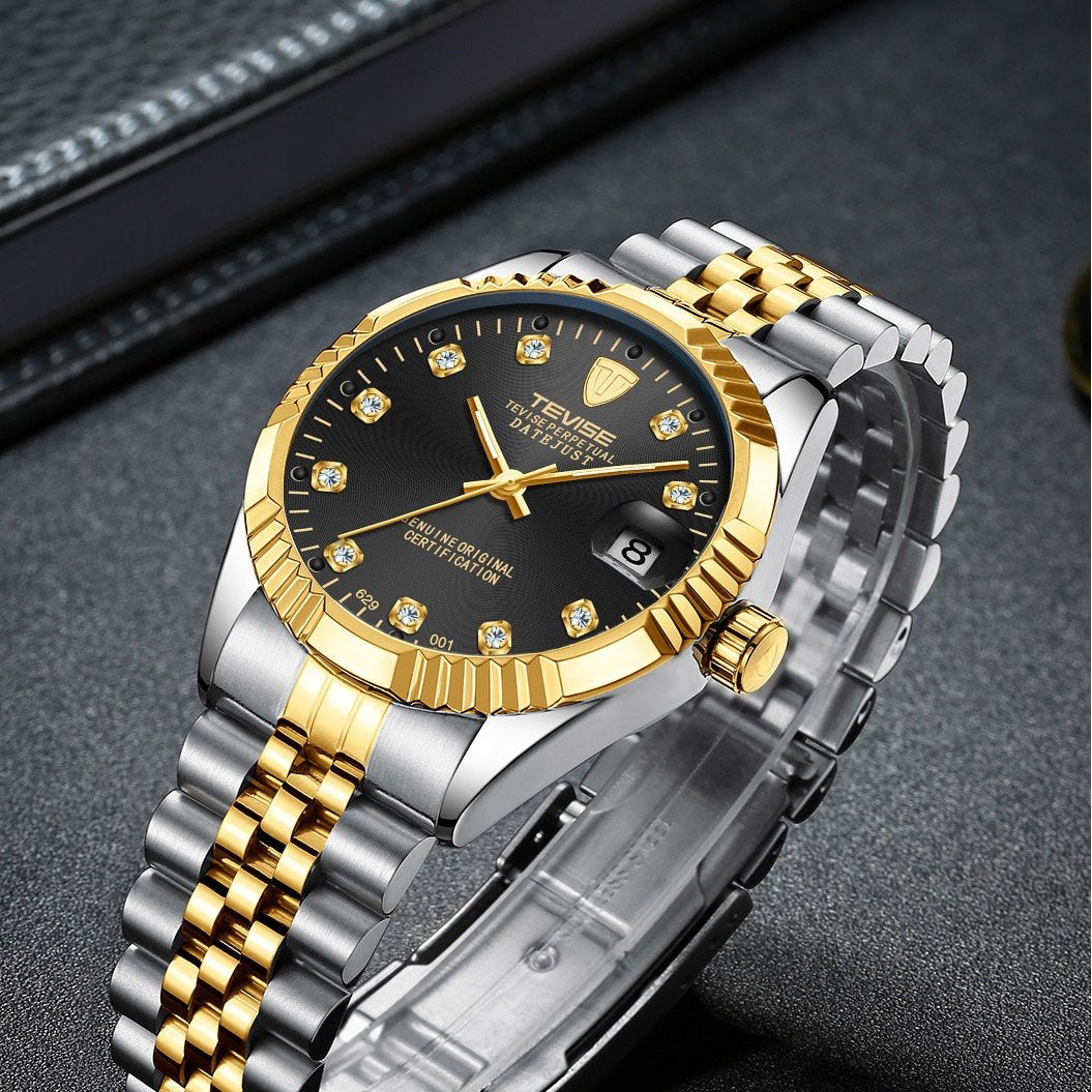 TEVISE Classic Automatic Calendar Two Tone/Black Watch image 2