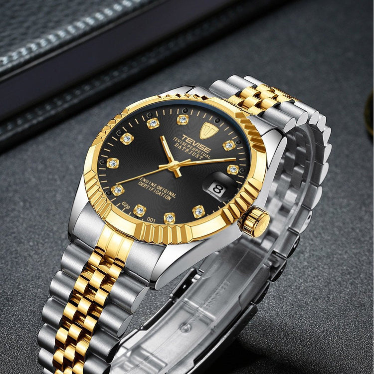 TEVISE Classic Automatic Calendar Two Tone/Black Watch image 2
