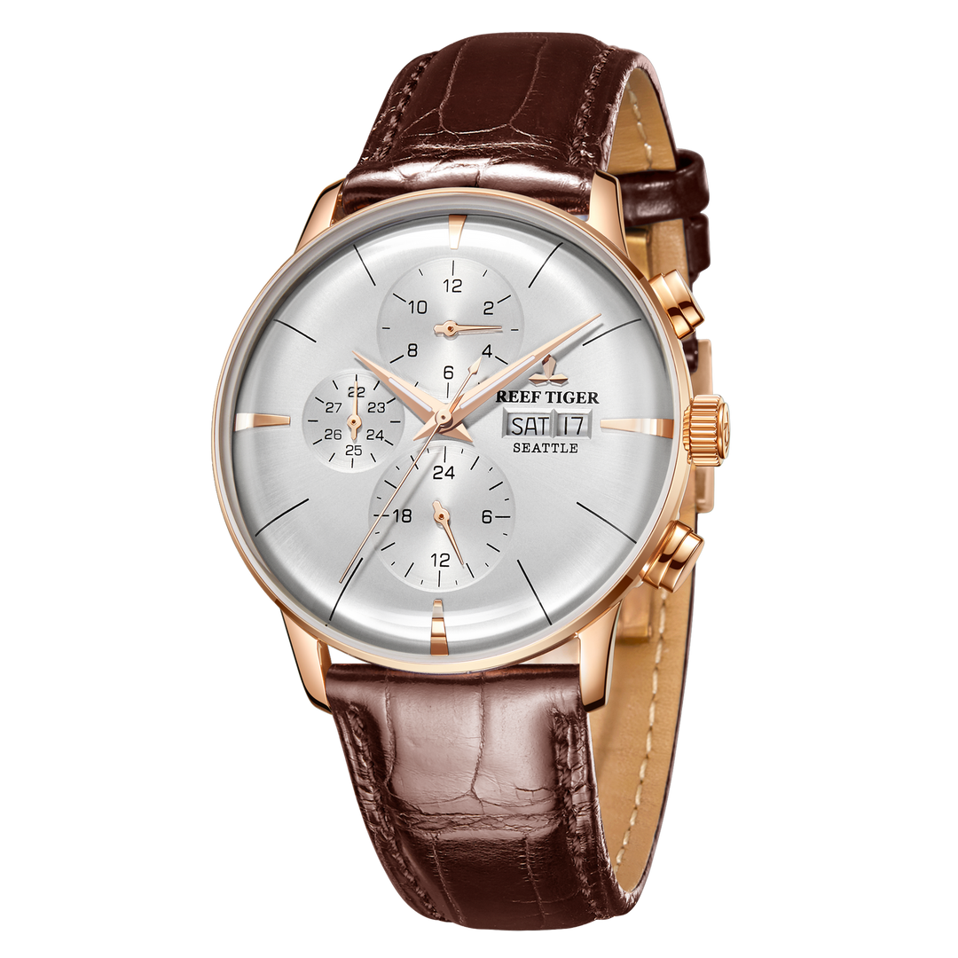 Reef Tiger Men's Seattle Chiefs Automatic Luxury Vintage Dress Chronograph Watch image 2
