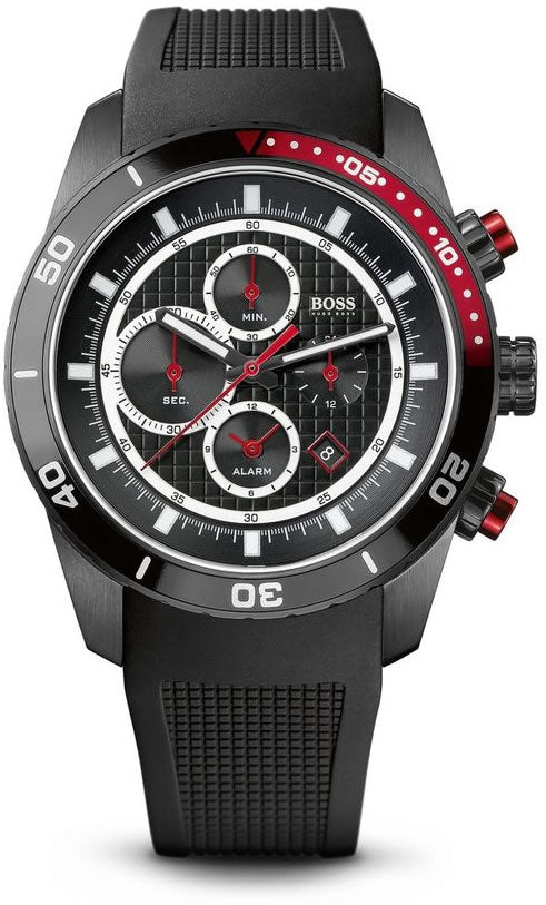 HUGO BOSS Men's  Black Rubber Chronograph Racer Watch1512661